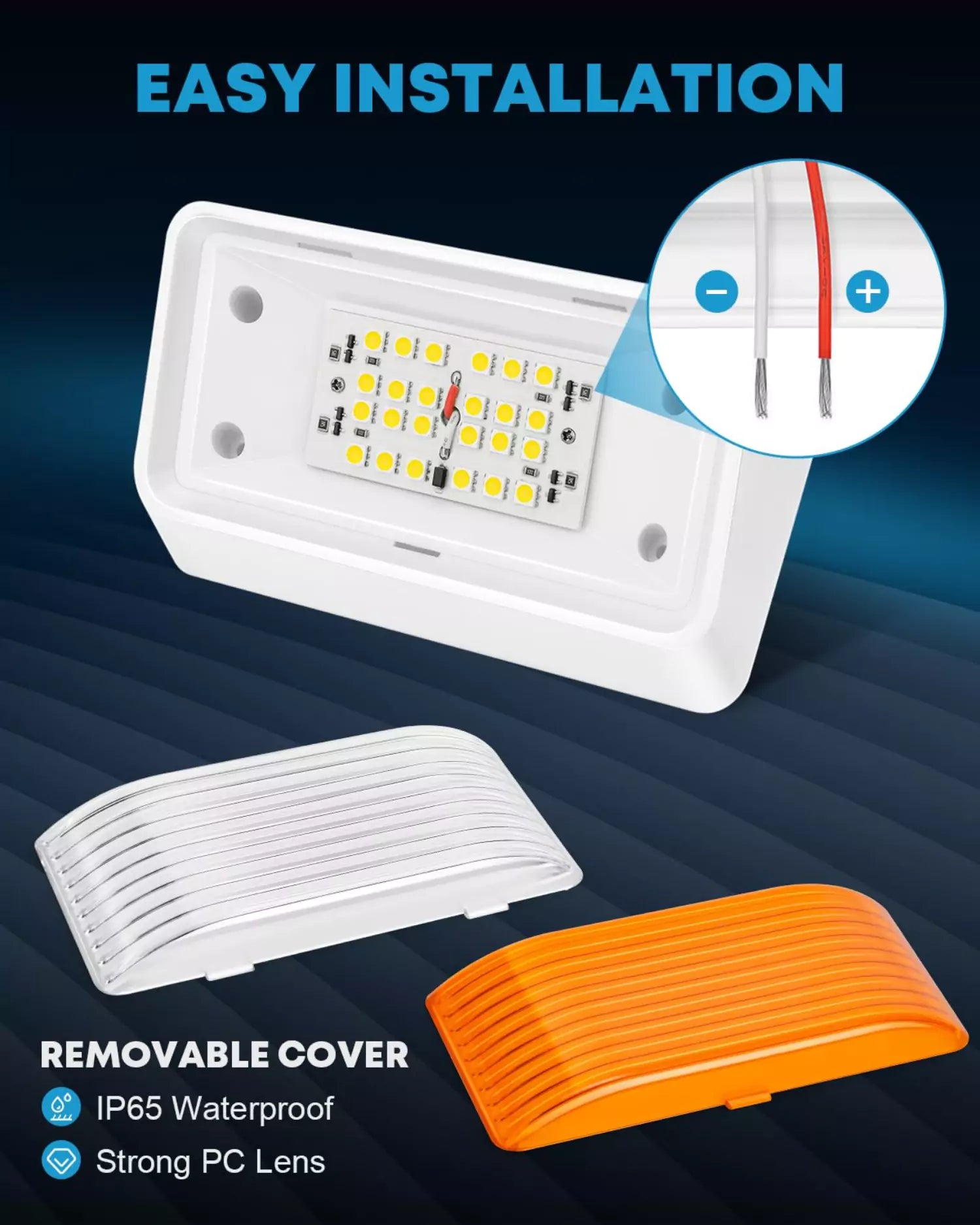 Removable cover 12 volt rv porch light