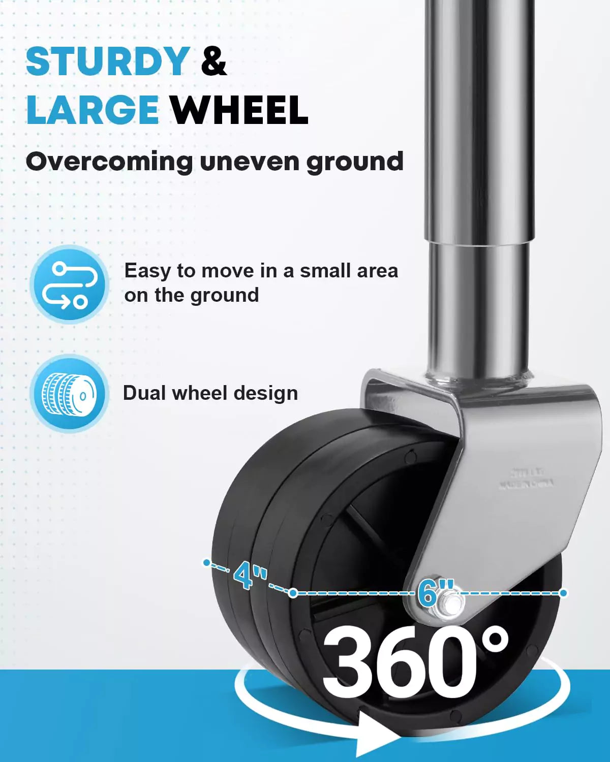 Kohree boat trailer jack with 360° sturdy and large wheel