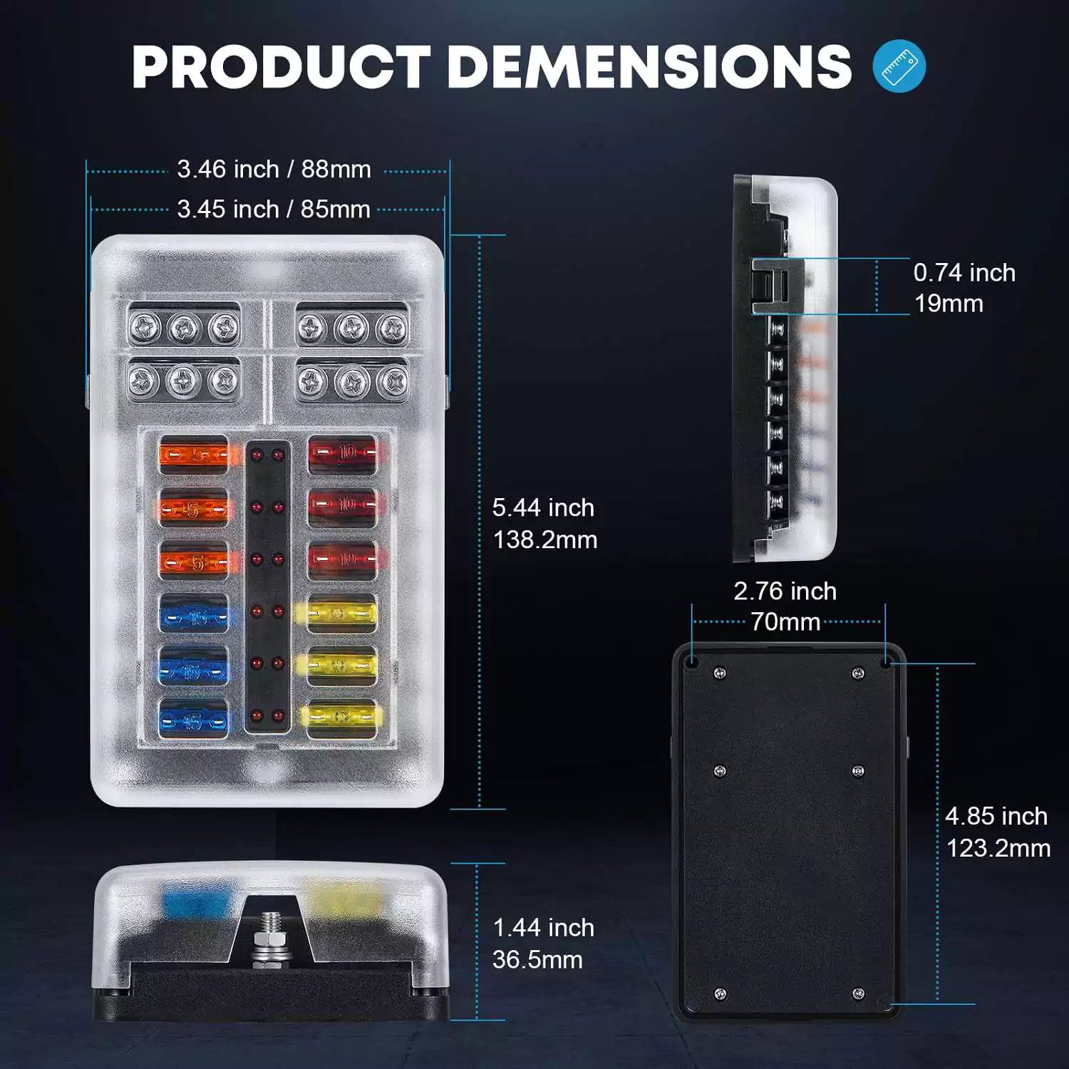 12-V-Sicherungskasten, 12-polig