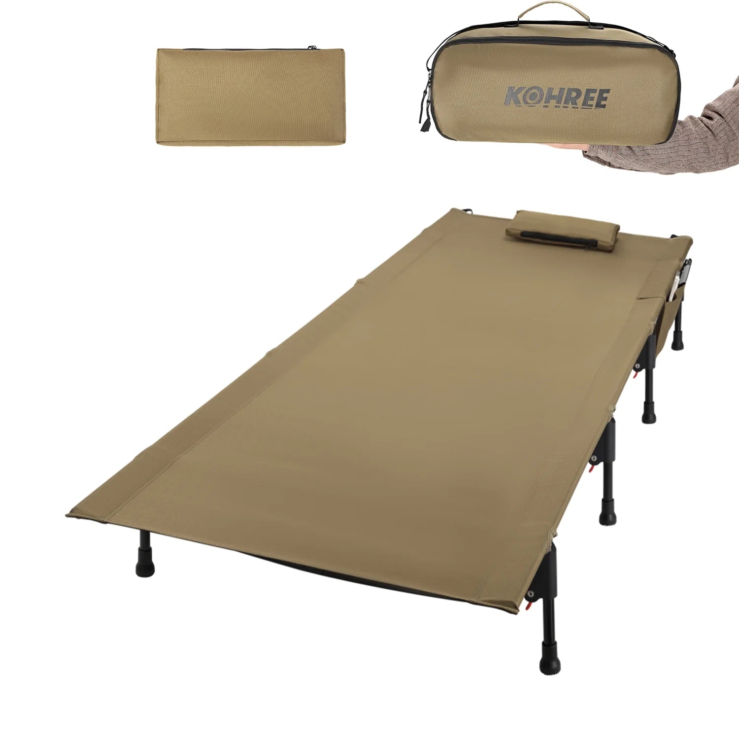 Kohree folding camping bed khaki