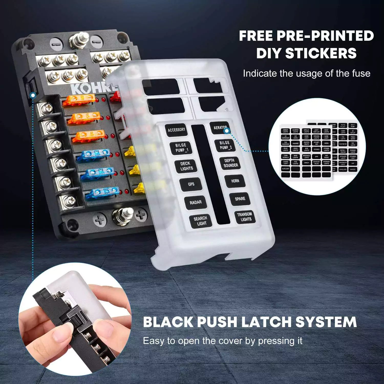 12-V-Sicherungskasten, 12-polig