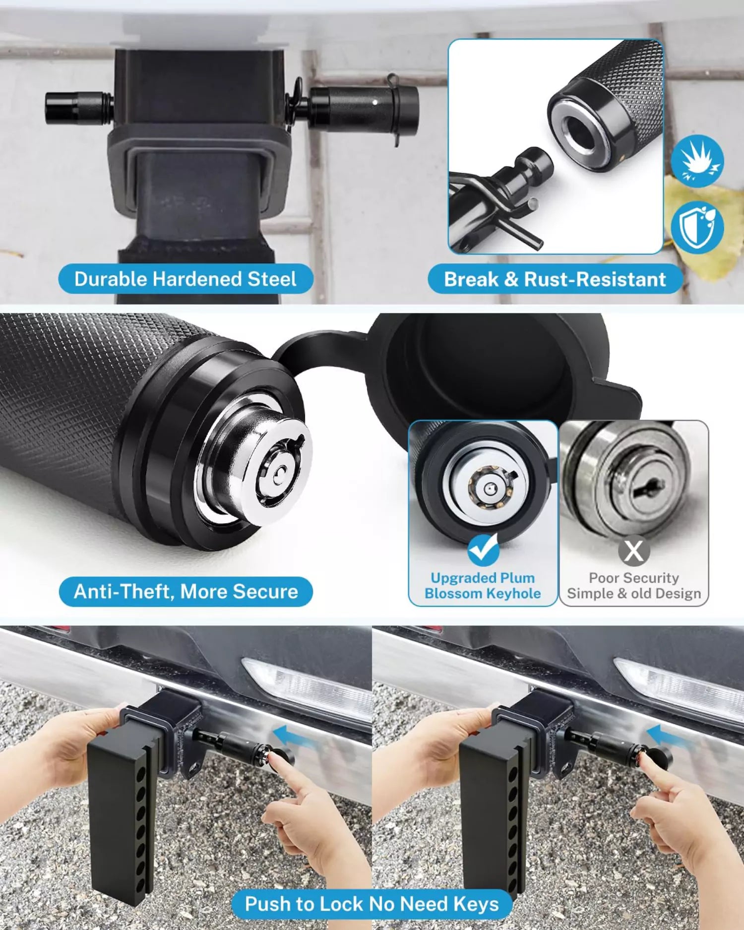 Kohree hitch lock pin features