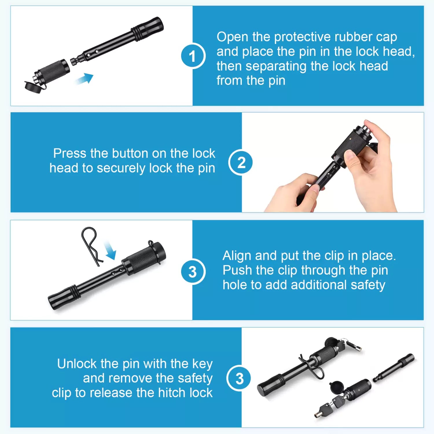 Installation of lockable hitch pin