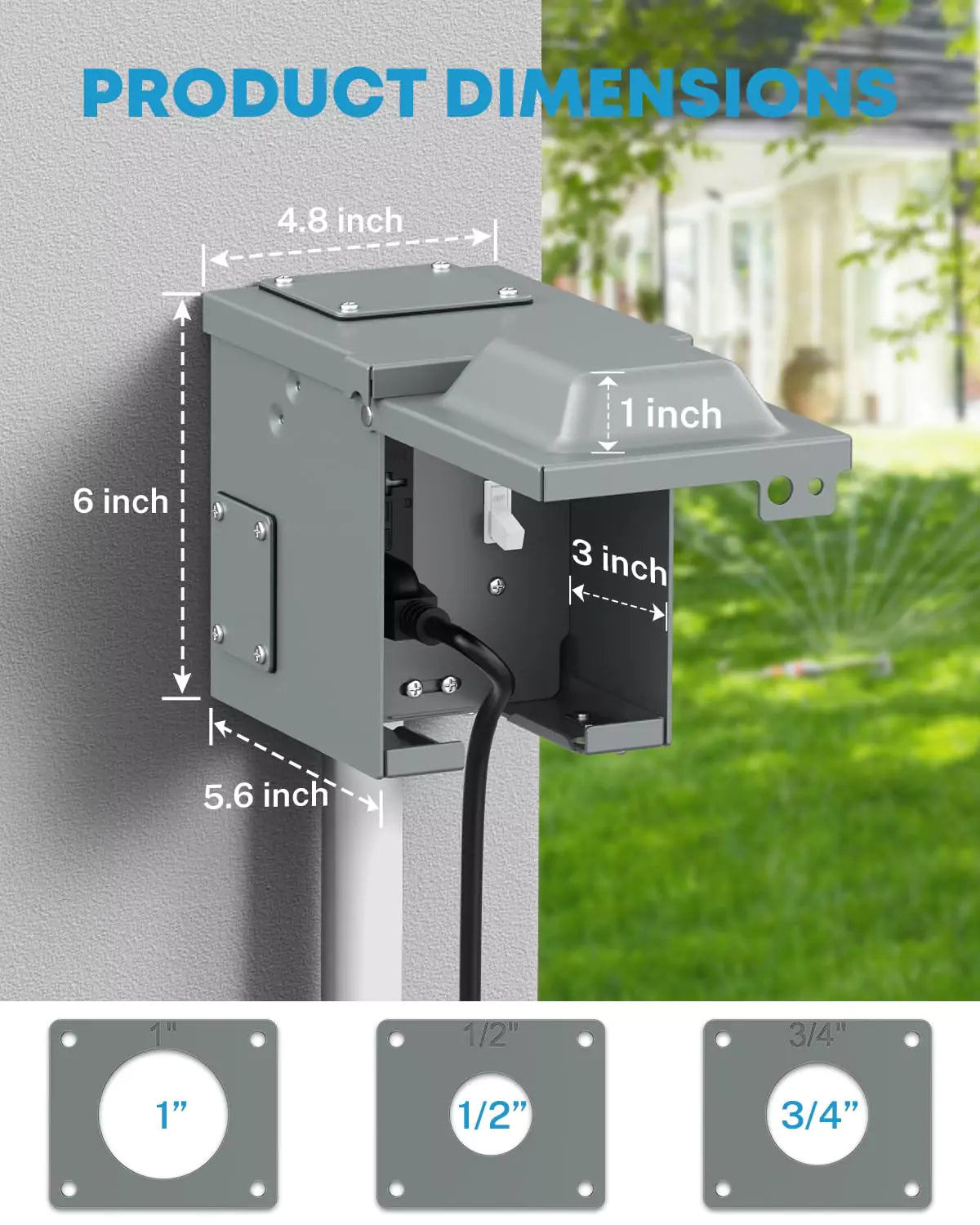 Kohree outdoor electrical box with GFCI dimensions