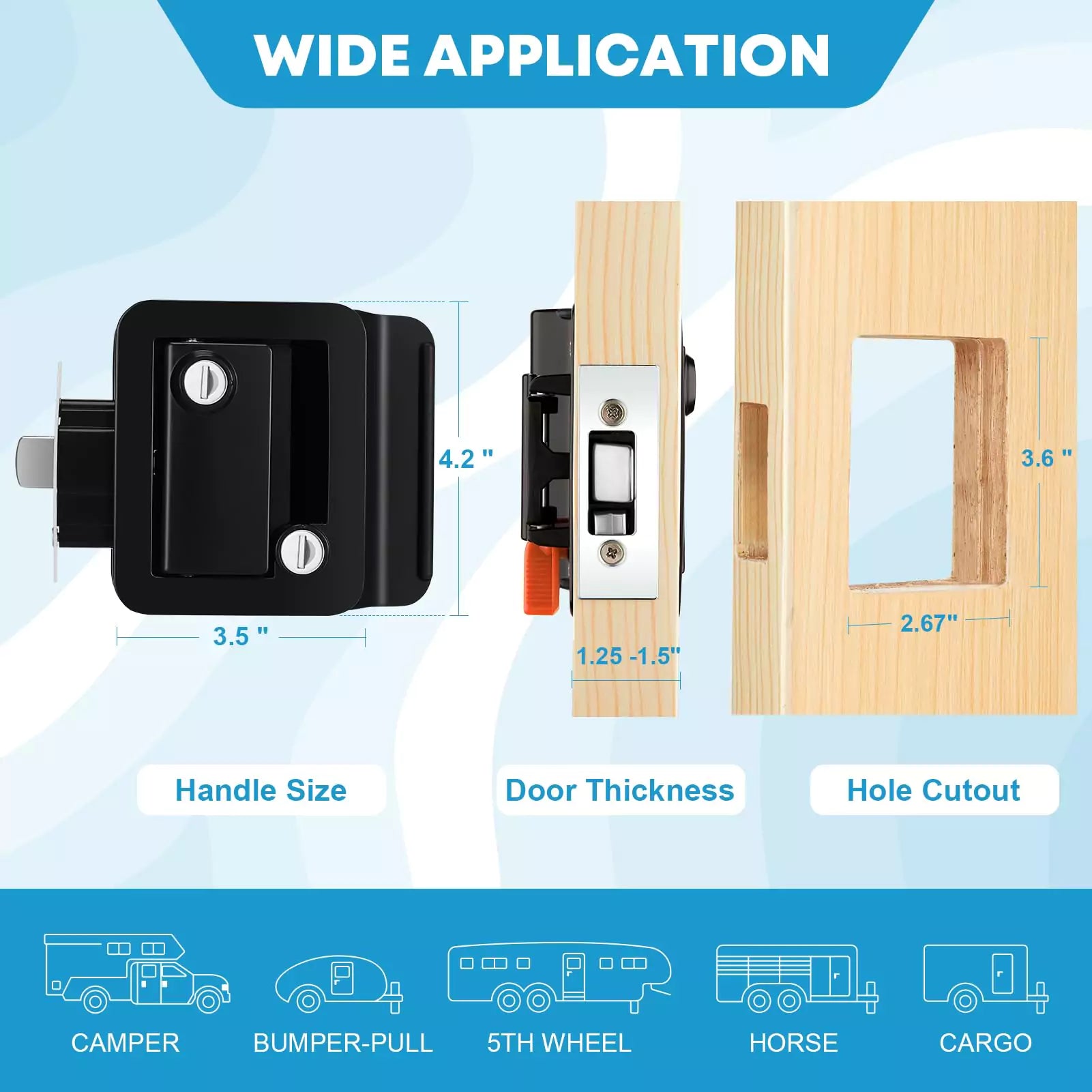 Kohree 2 pack rv door lock replacement size chart