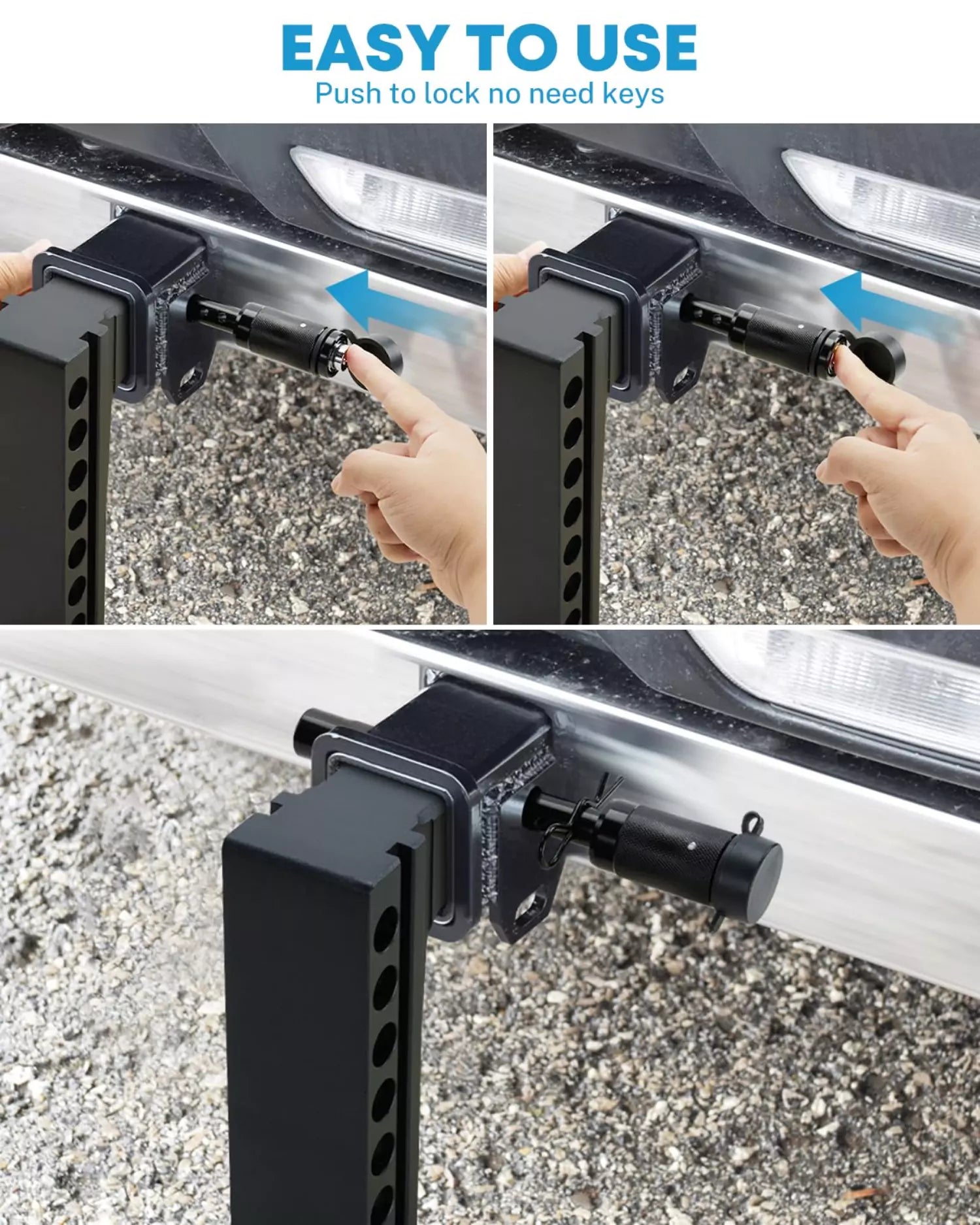 Push to lock no need keys trailer lock pin