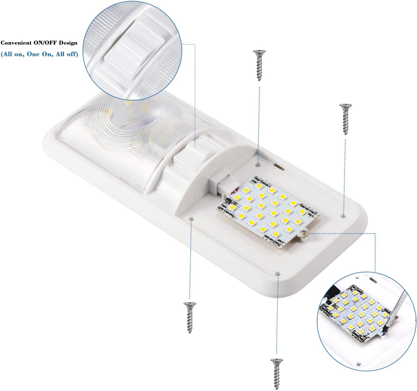 12V LED Doppelkuppelleuchte