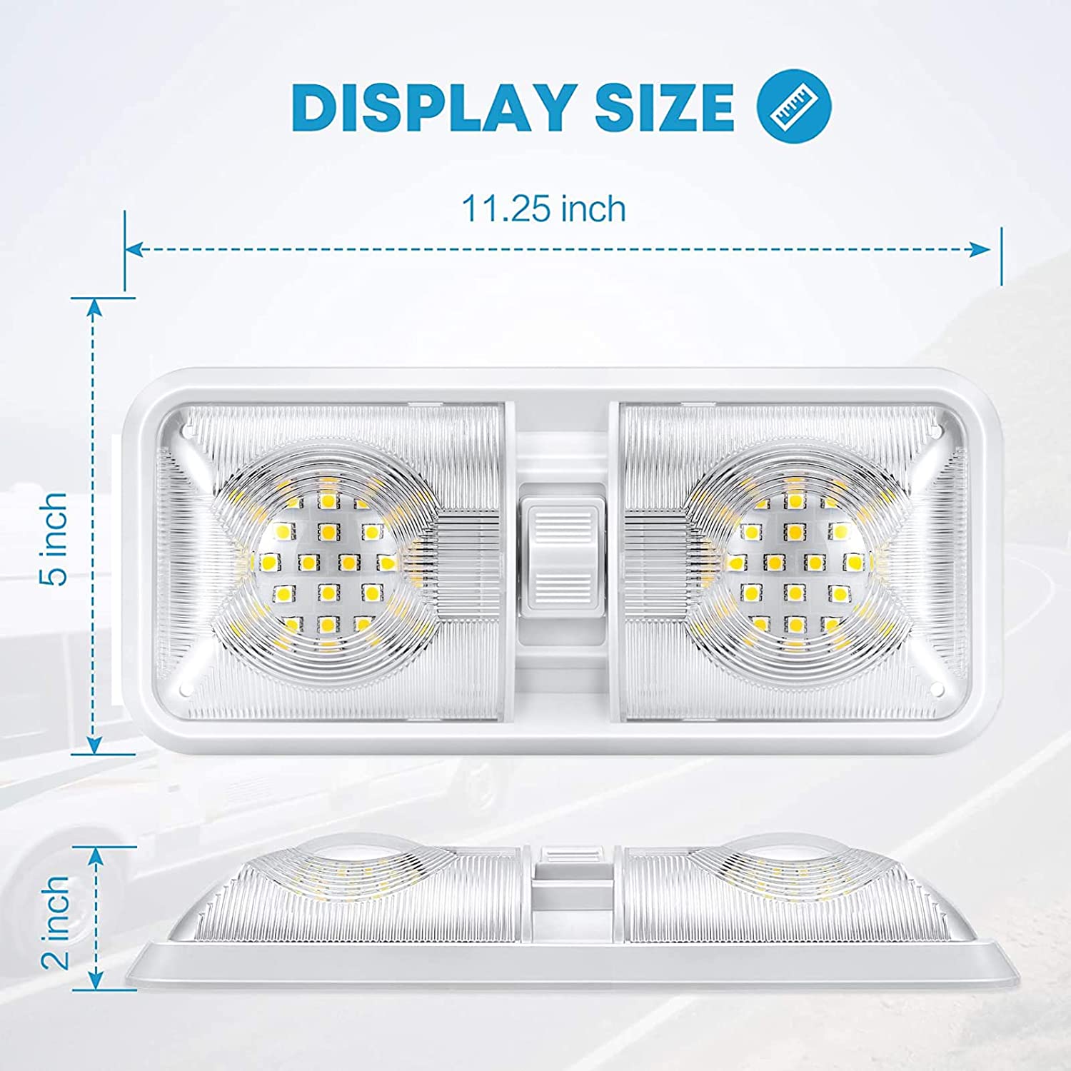 12-V-LED-Doppelkuppelleuchte, 5er-Pack