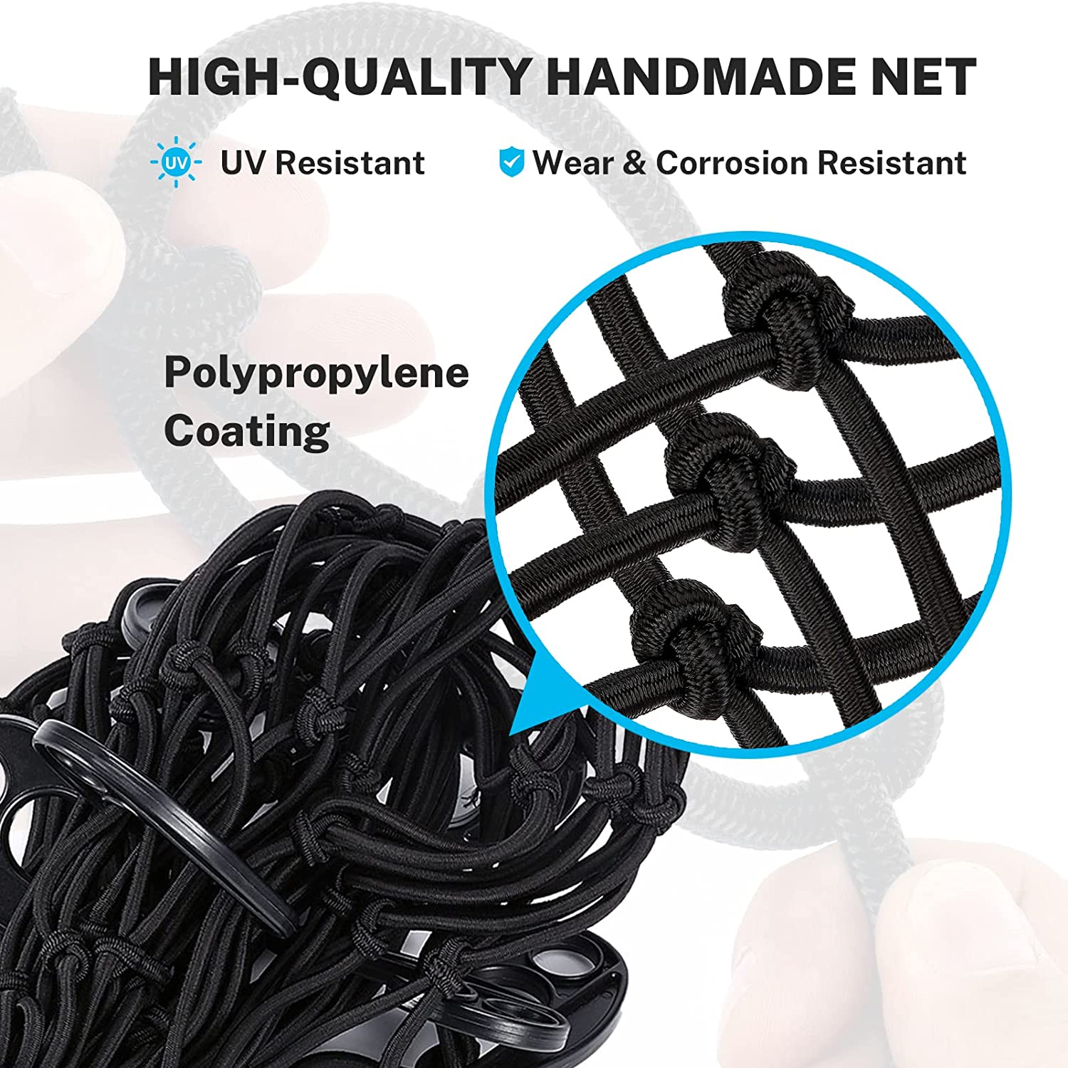 Truck Bed Cargo Net, 3'x4' Stretches to 6'x8'