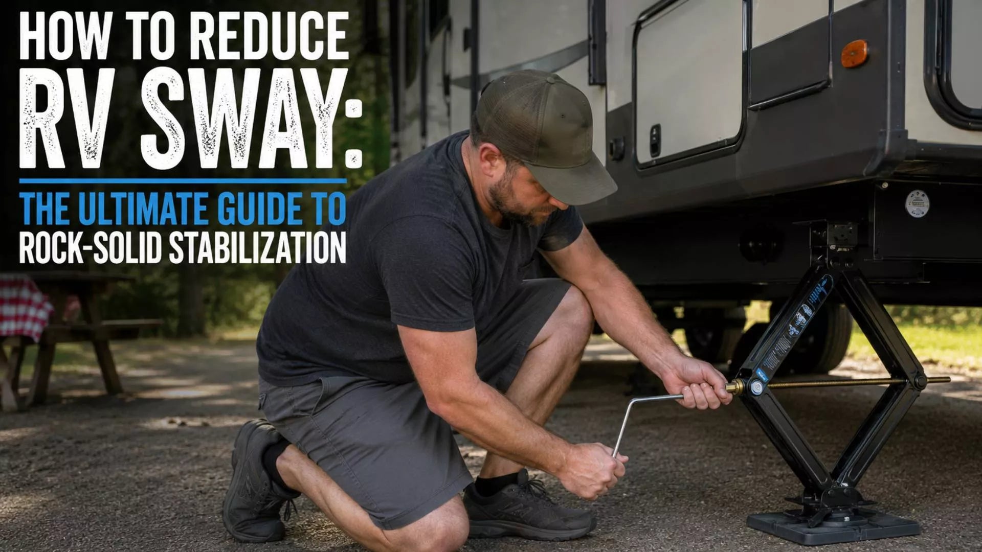 How to reduce RV sway using drill-compatible scissor jack lift