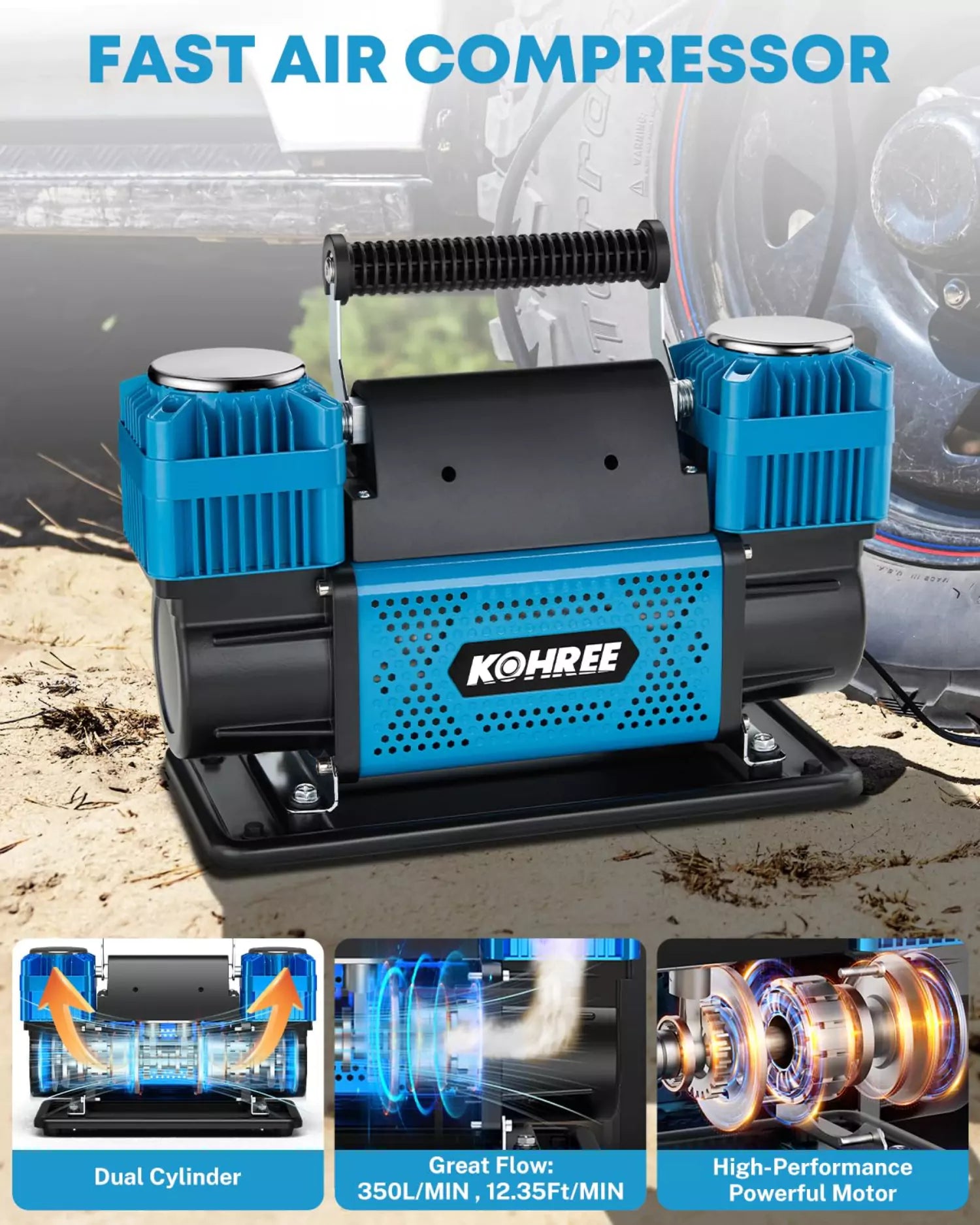 Fast 12 volt air compressor