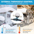 External thermostat control 120v water tank heater pad