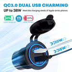 2 in 1 QC 3.0 dual USB charming cigarette lighter socket
