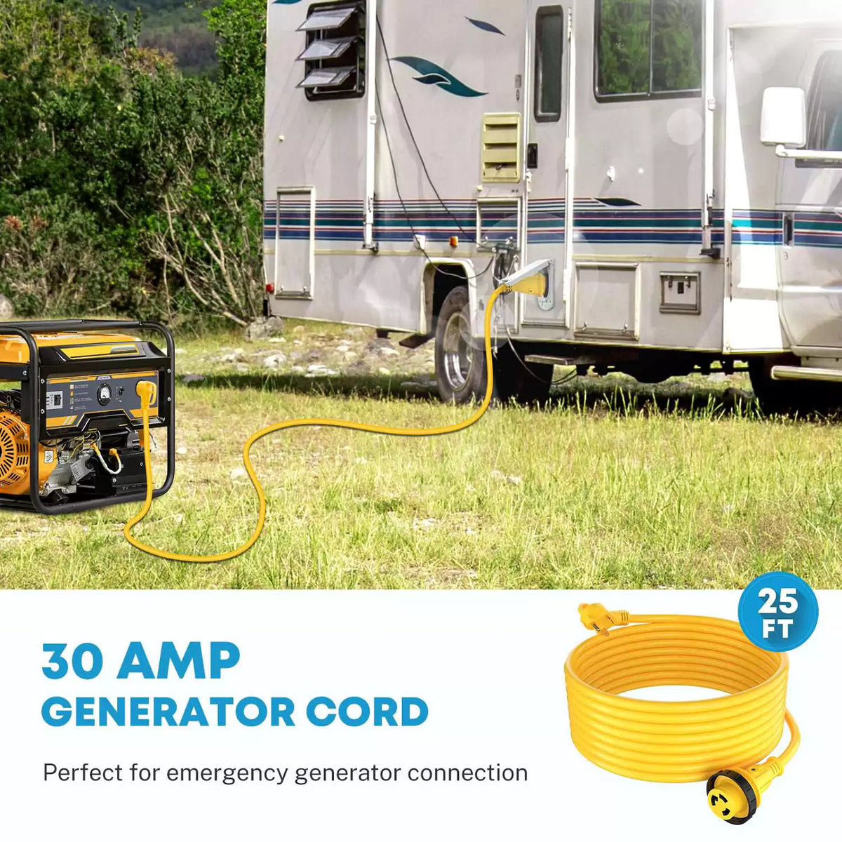 25 feet 30 amp generator cord