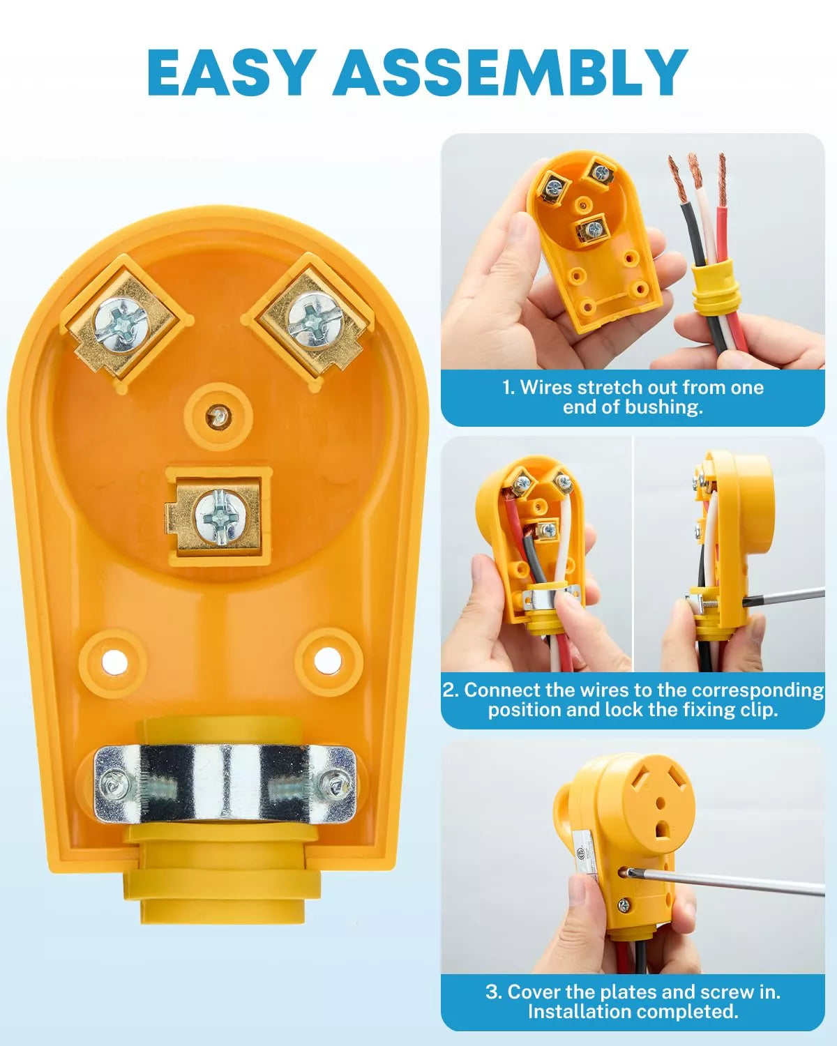 Easy assembly 30 amp replacement plug for rv