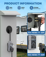 Electrical 30 amp power surge protector with NEMA TT-30P plug