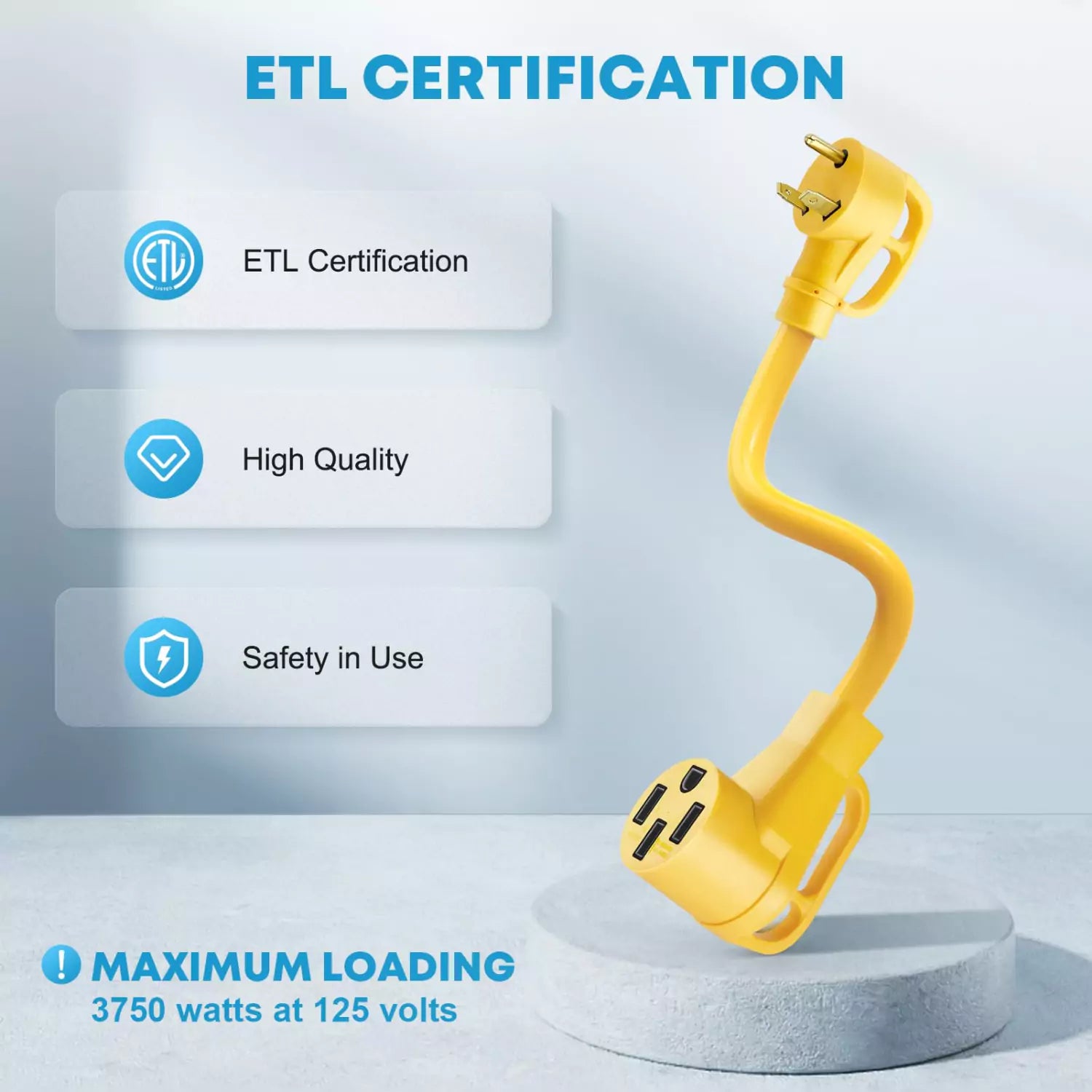 ETL certification 30 to 50 amp rv adapter cord