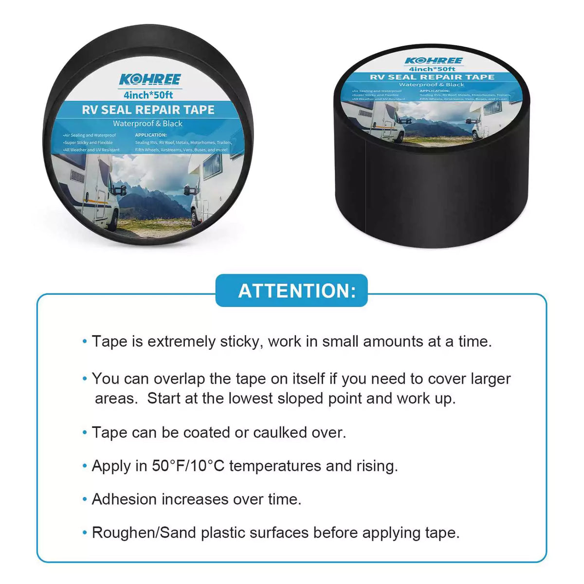 4in 50ft RV black sealant tape