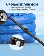 5/8-inch heated RV drinking water hose with insulated construction and thermostat-controlled heating.