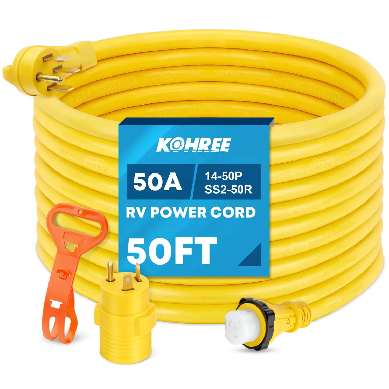 thumbnail image 2 of Kohree 50 Amp To 30 Amp RV Adapter - 18-inch Dogbone Electrical Plug With Grip Handle 2 of 6