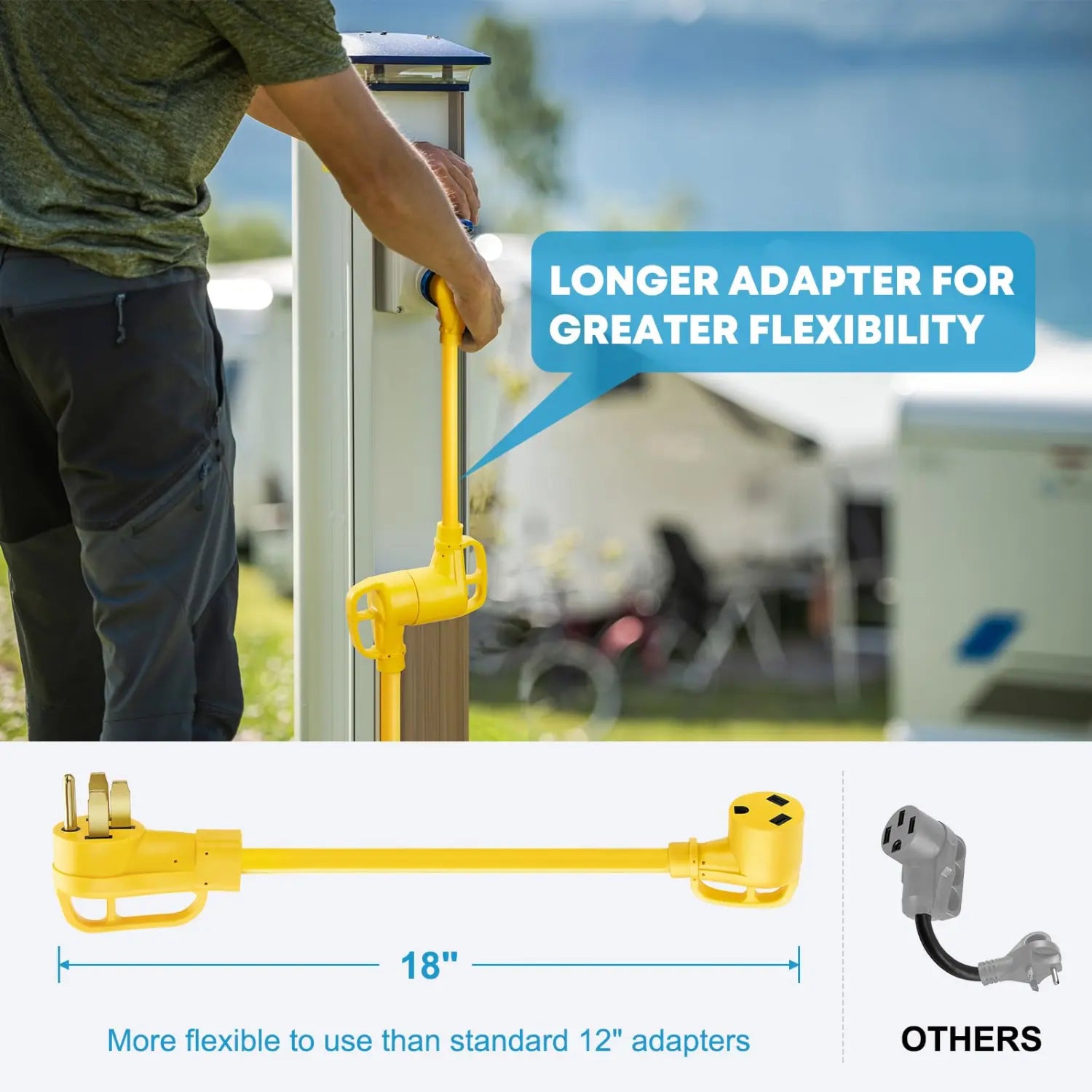 Longer adapter for greater flexibility