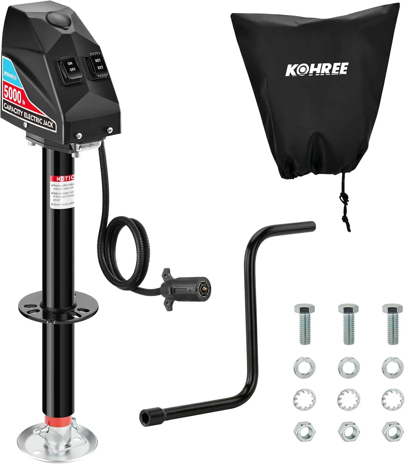 kohree electric trailer jack 5000 lbs 7 way trailer plug 