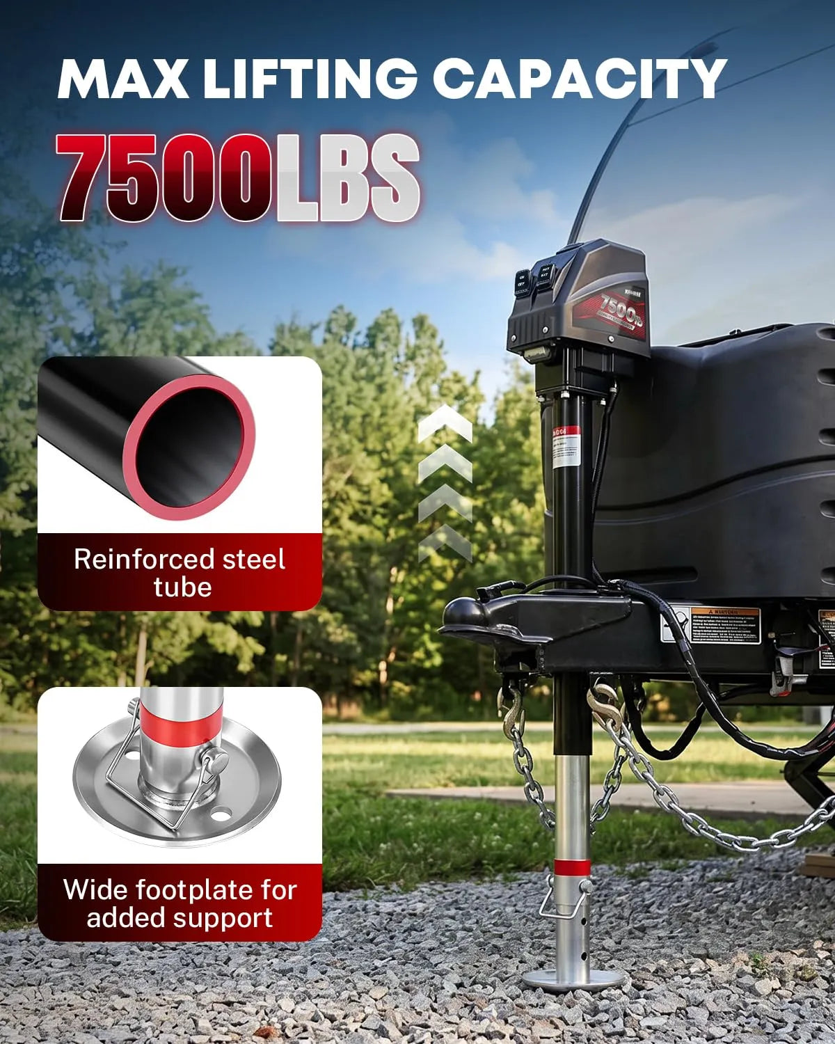 Max lifting capacity 7500 lbs electric tongue jack for rv boat 