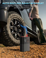 Air portable compressor fast inflation with automatic stop