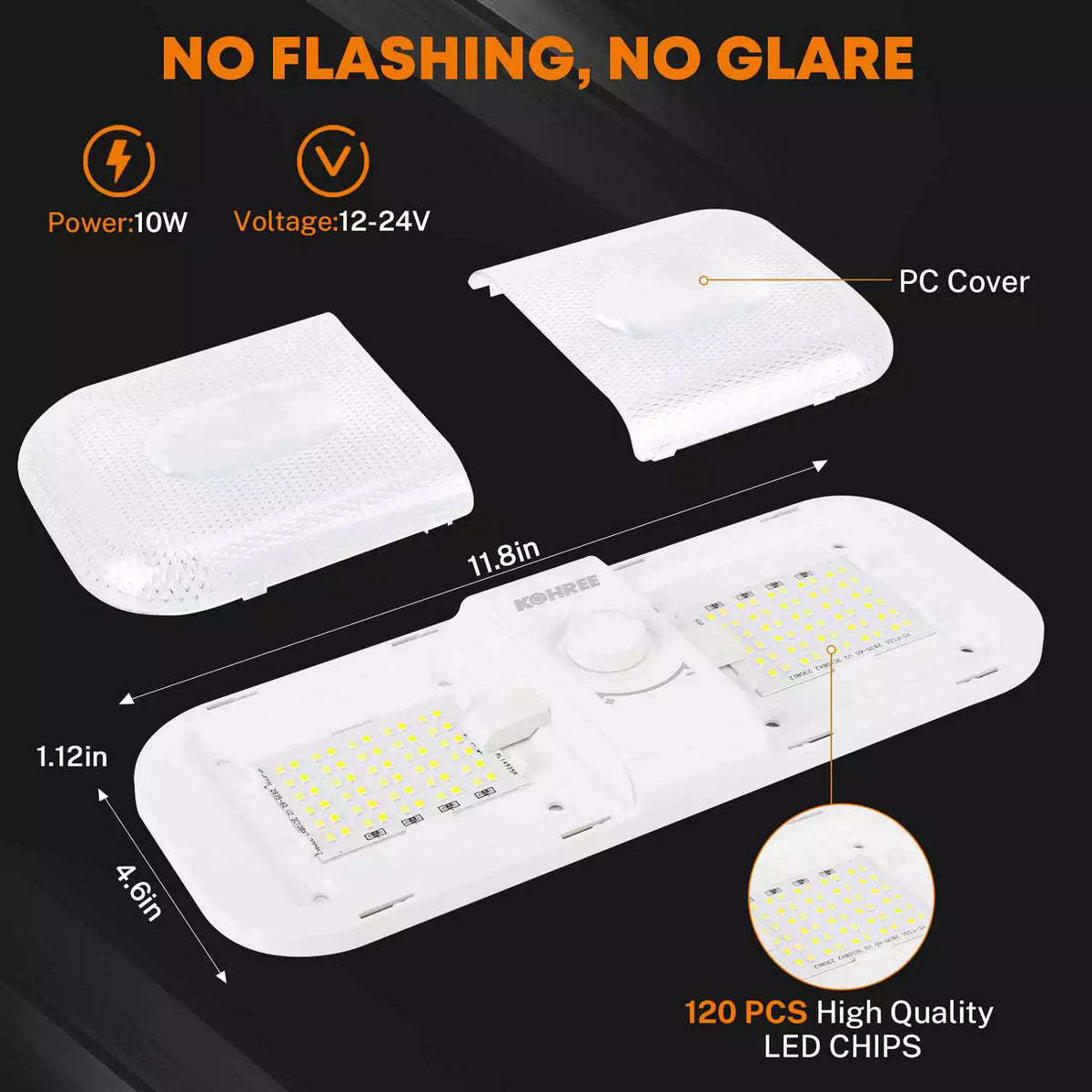 No flashing and no glare camper inside lights cover
