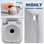 Highly effiient flushing camper toilet with holding tank