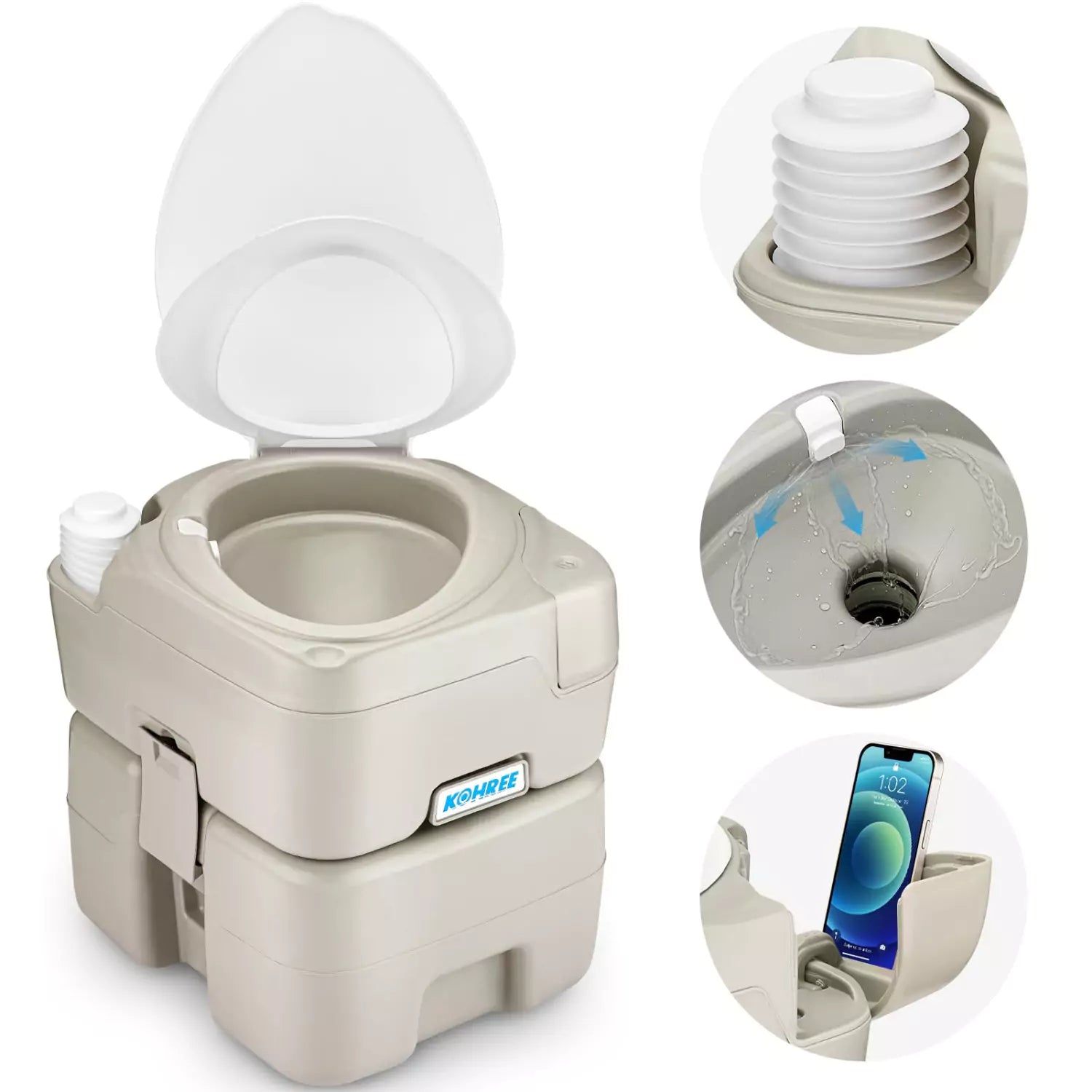 Kohree camping toilet 5.3 gallon standard type