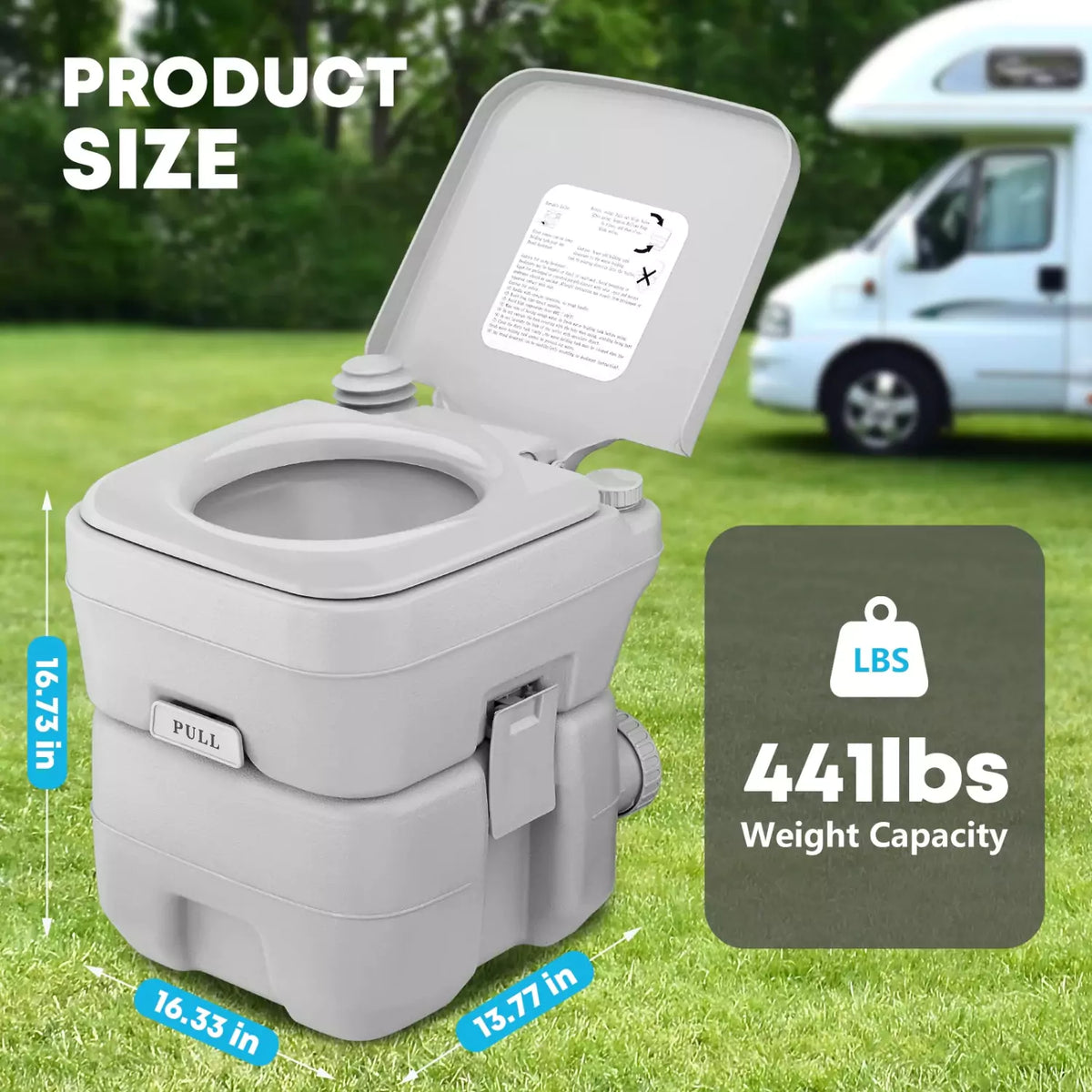 Up to 441 lbs weight campacity camping toilets