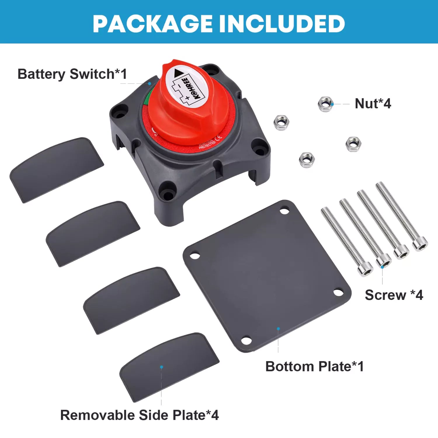 Kohree car battery disconnect package included