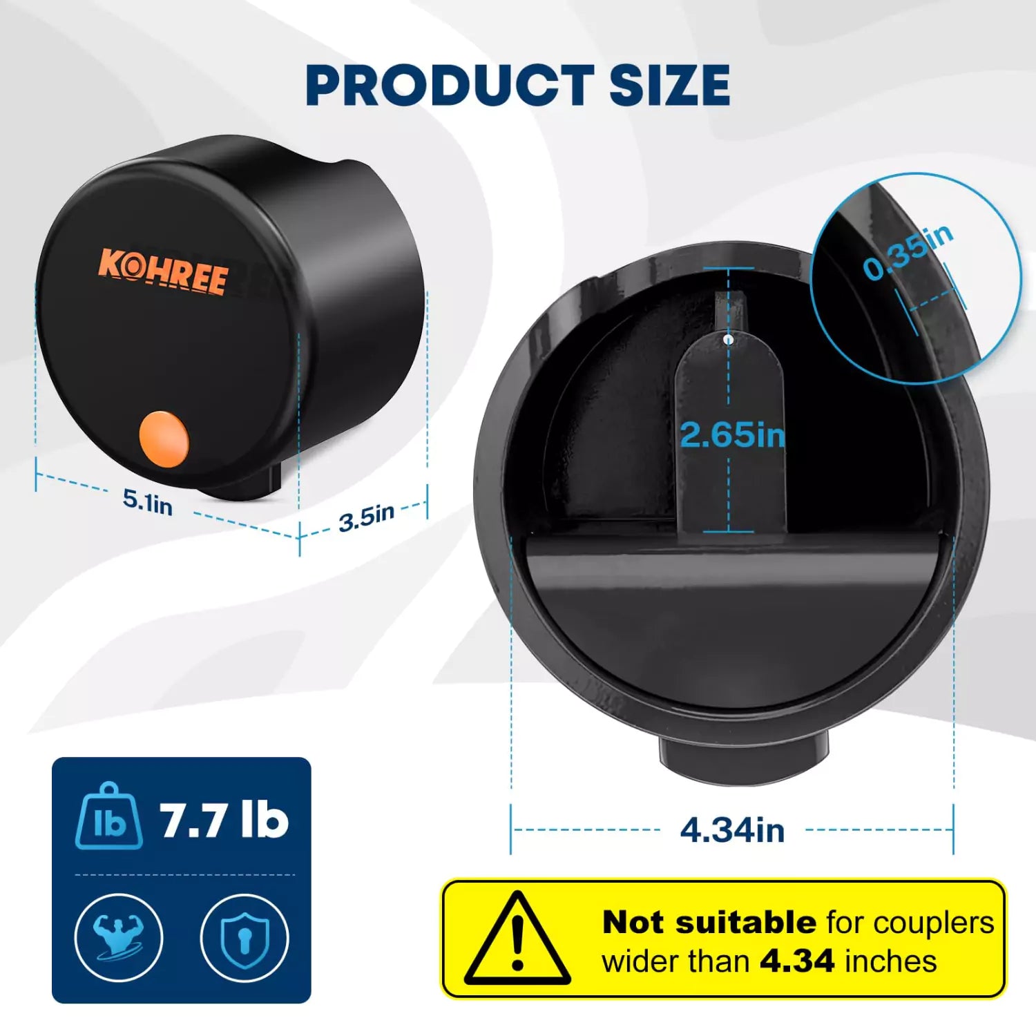 Kohree black coupler trailer size