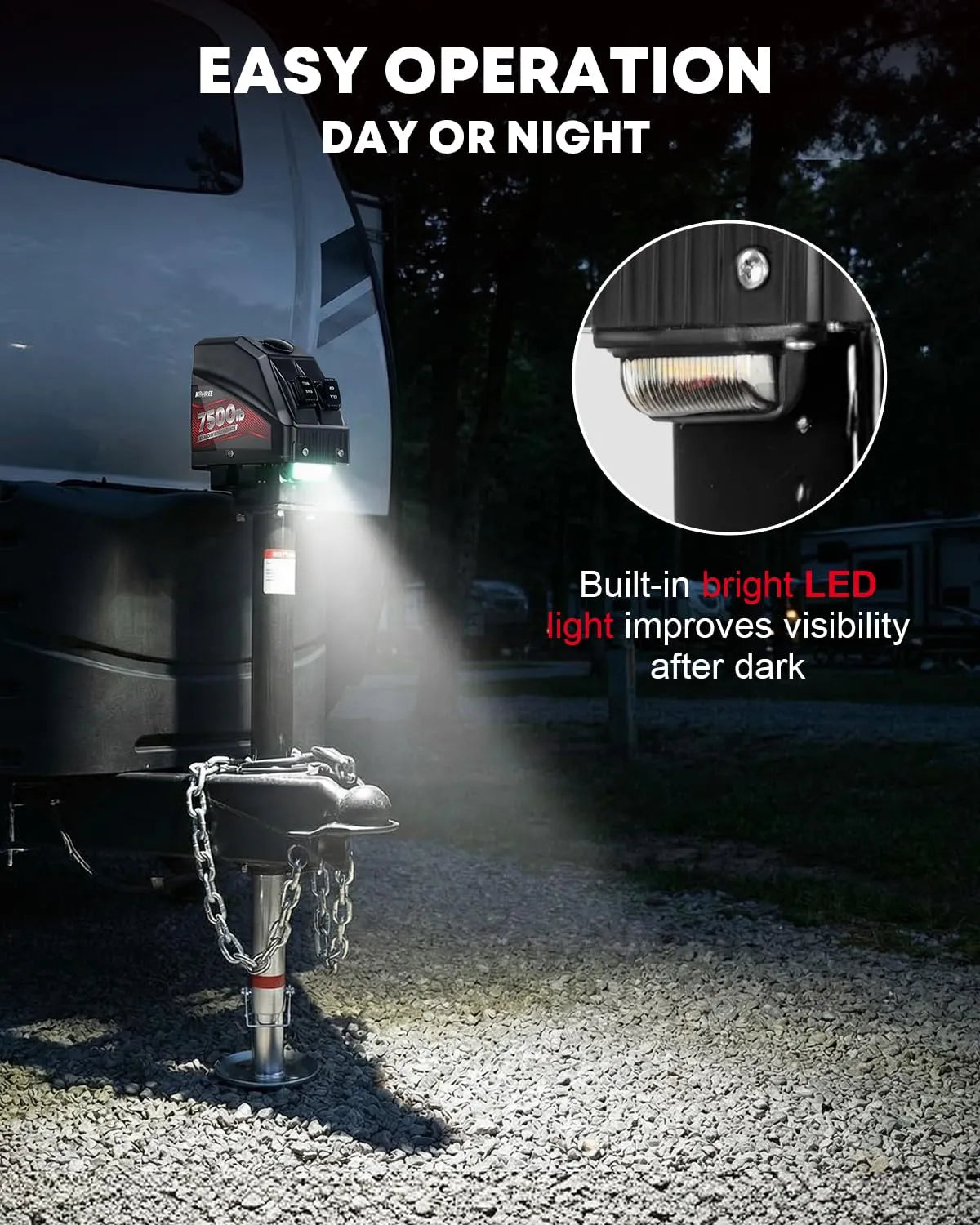 Easy operation kohree electric tongue jack 7500 lbs for day or night 