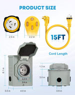 Kohree generator extension cord size 15 ft