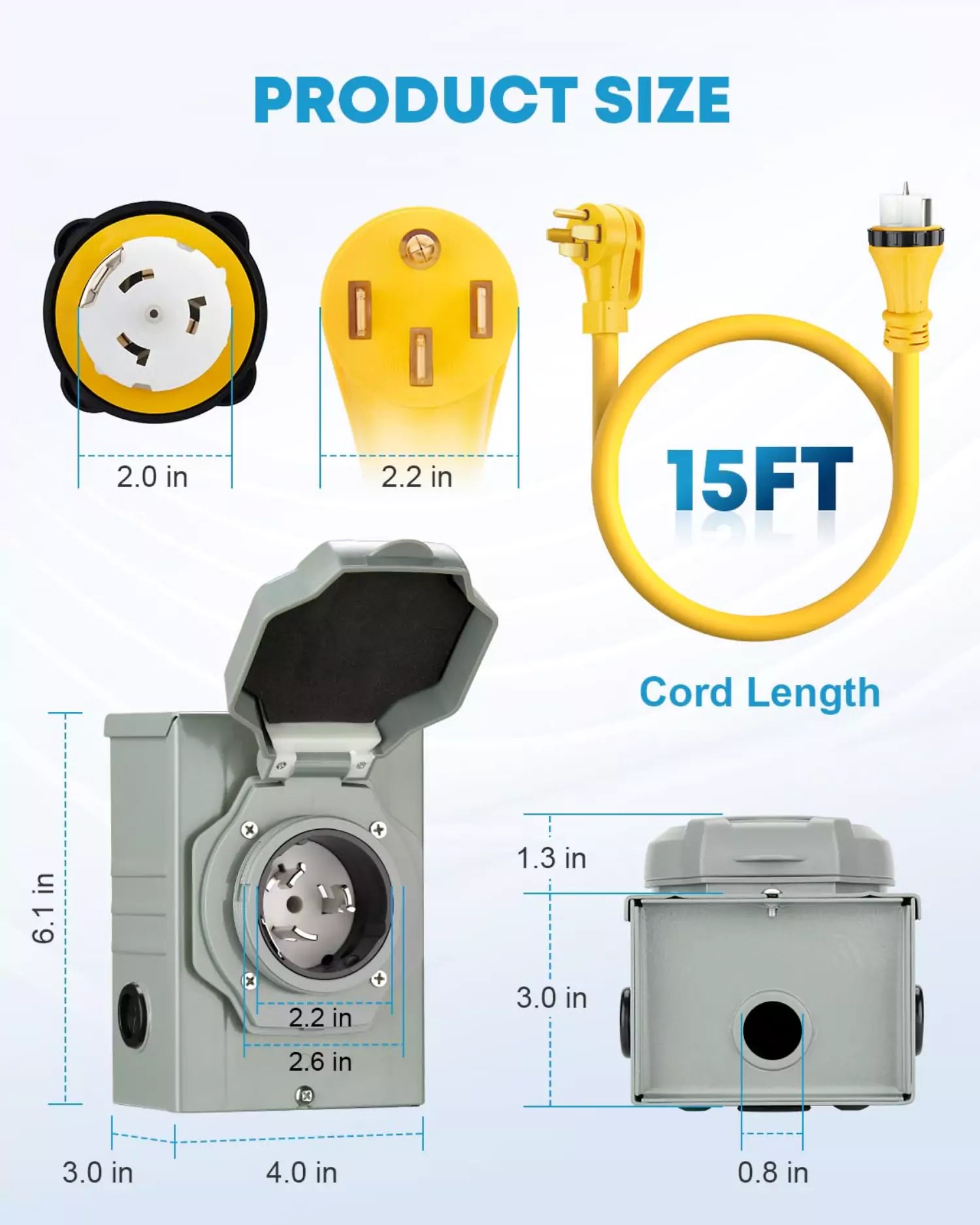 Kohree generator extension cord size 15 ft
