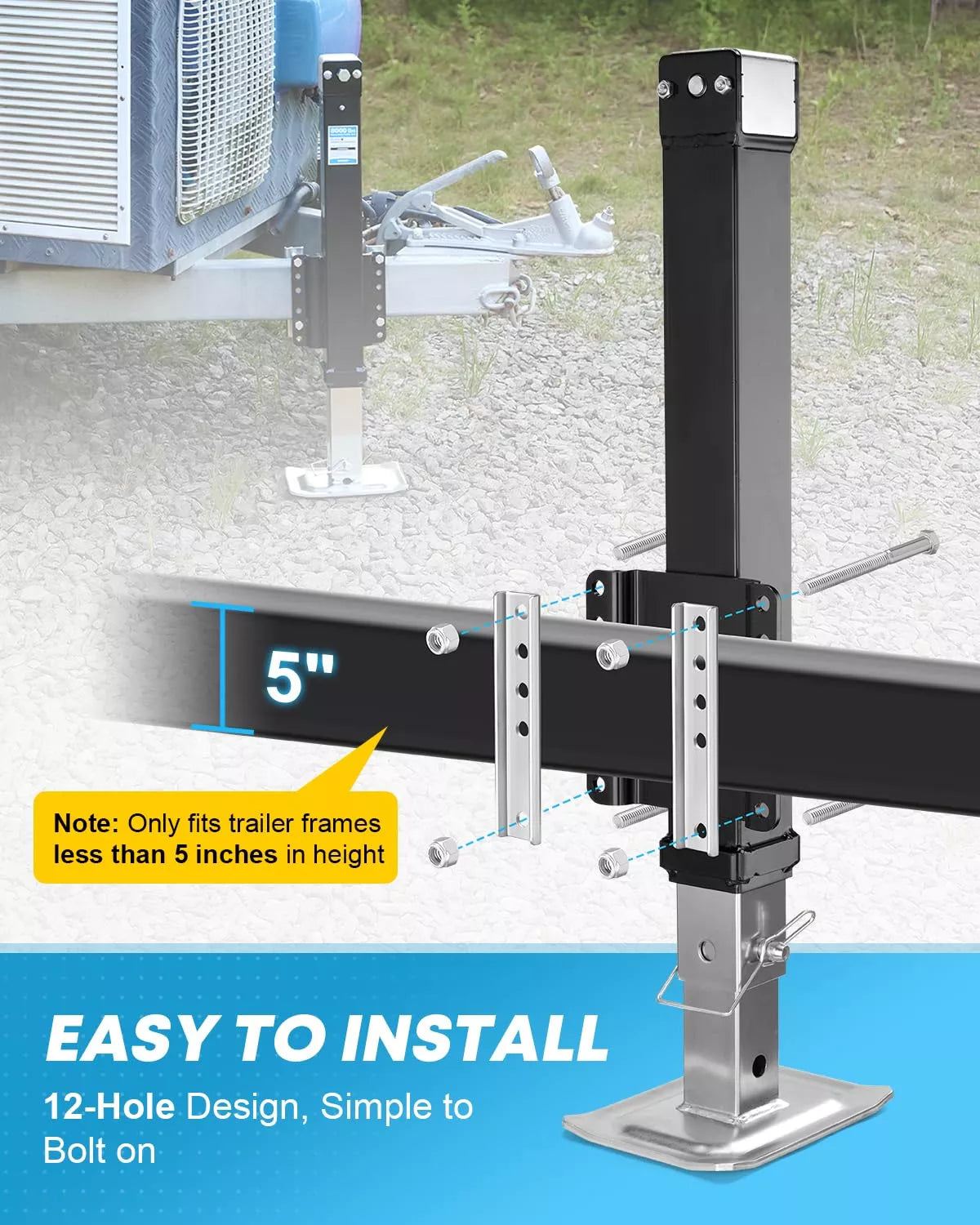 Easy to install heavy duty a frame trailer jack 8000 lbs