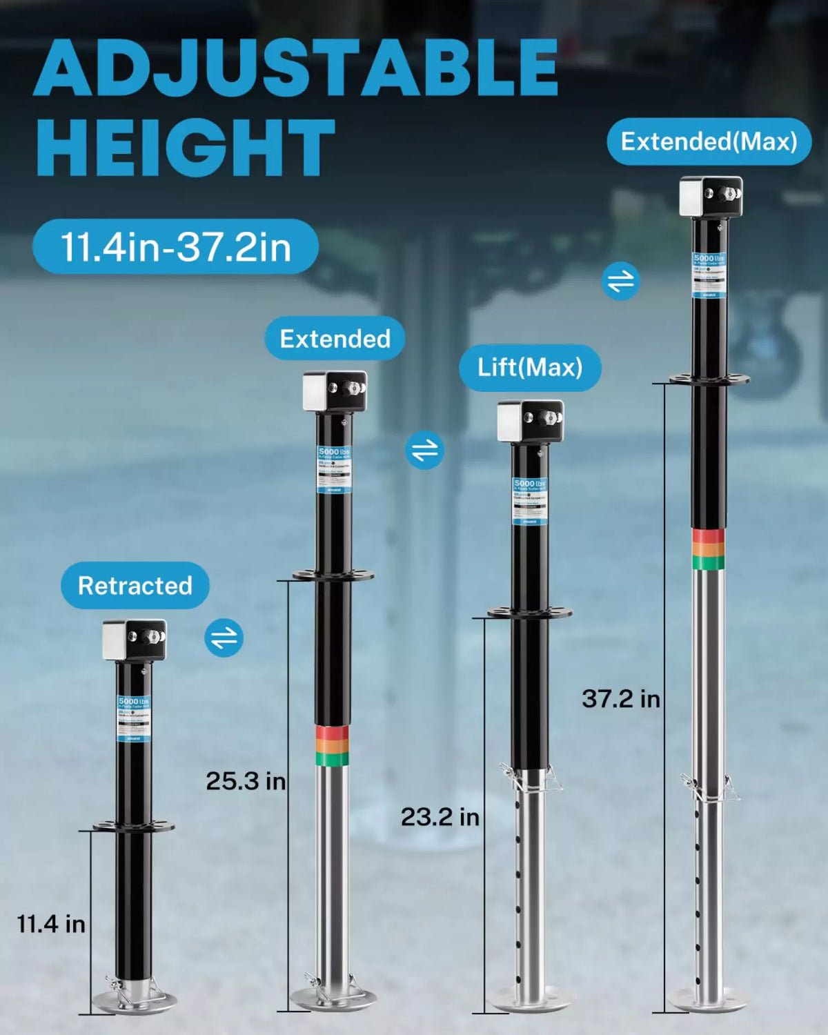 Adjustable height jack for trailer tongue