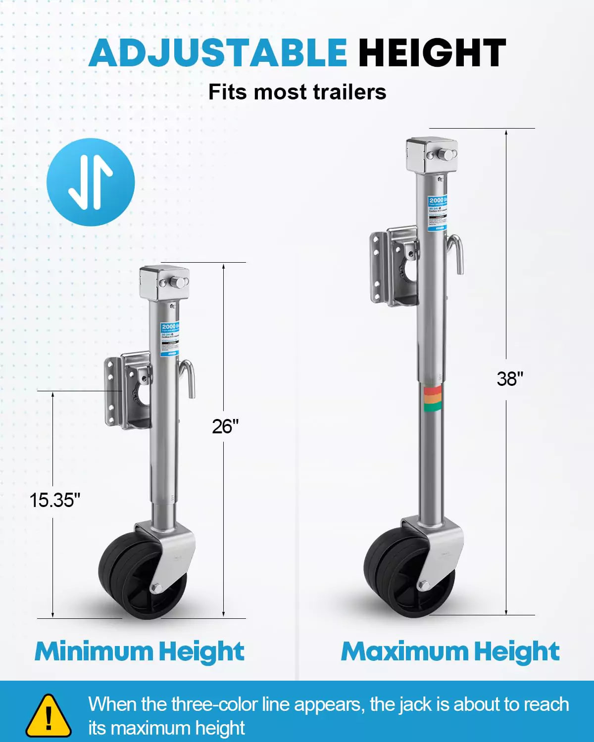 Adjustable height for Kohree boat trailer jack