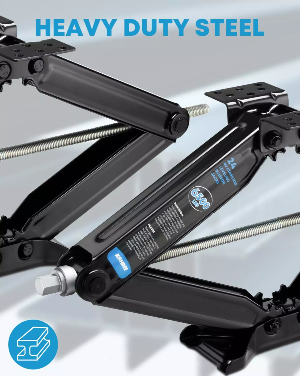 Heavy duty steel scissor jack stabilizer for rv