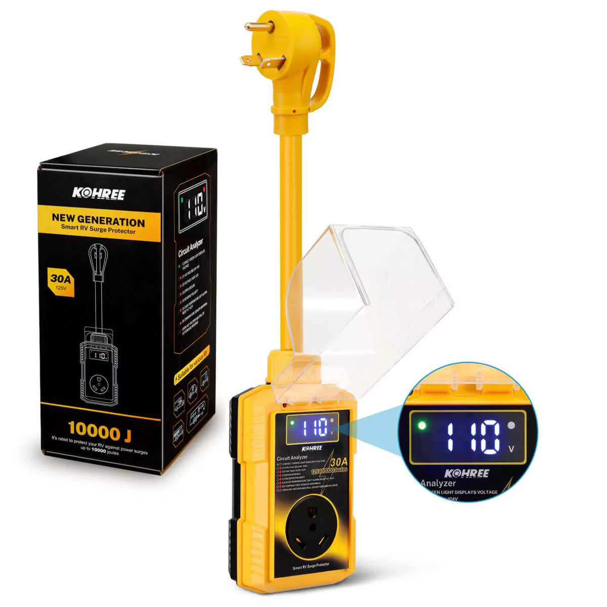 Kohree 30 amp yellow rv surge protector