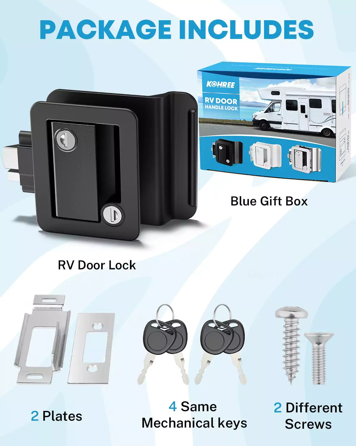 Kohree rv door lock replacement package includes
