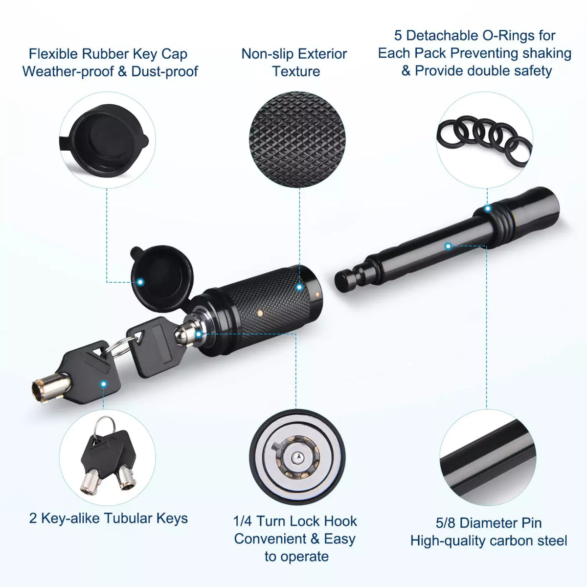 Kohree locking tow hitch features