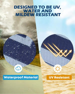 Outdoor carpet blue designed to be uv, water and mildew resistant