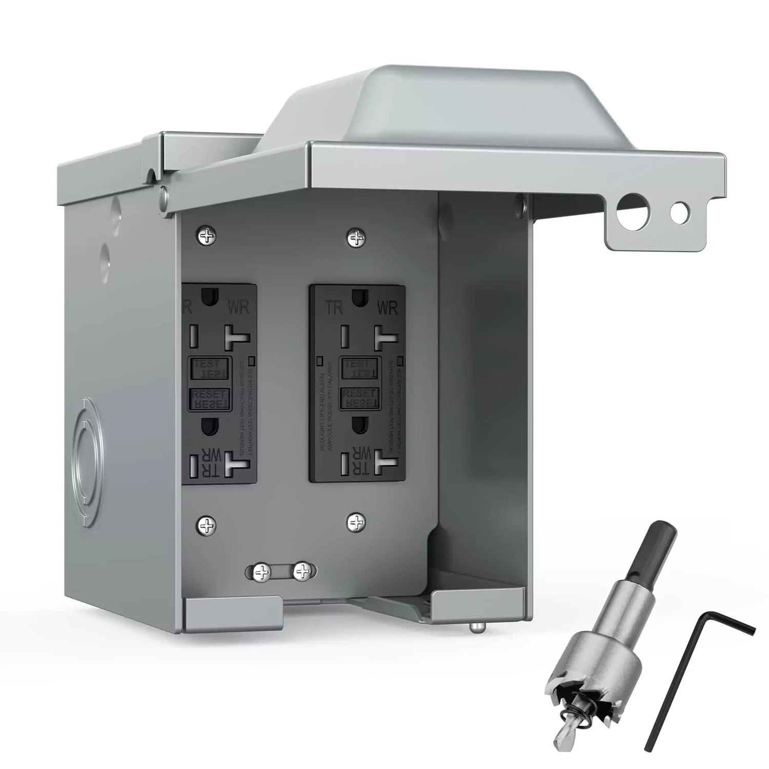Kohree dual 20 amp drill bit outdoor electrical outlet box