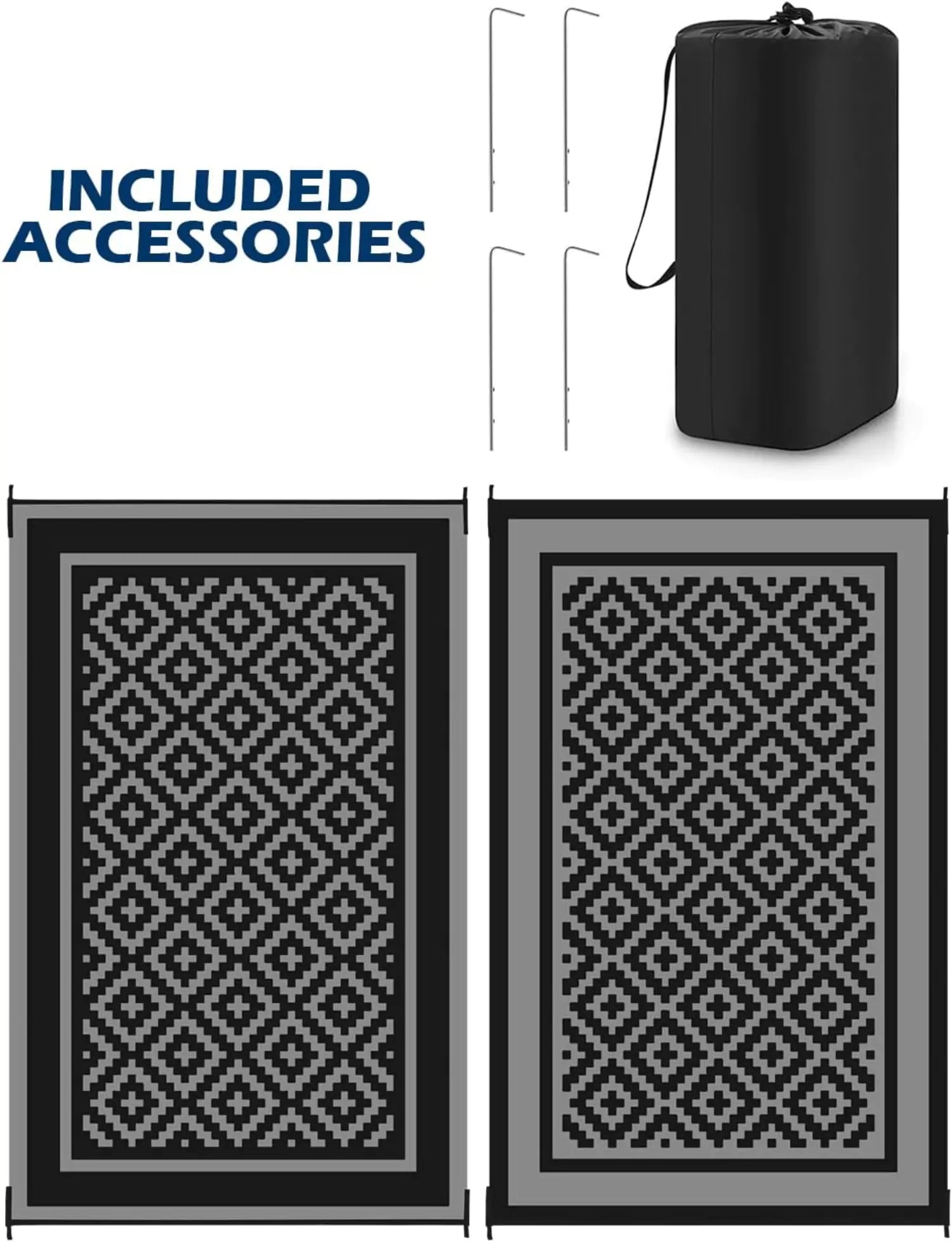 Kohree outdoor mat for patio 9 x 12 ft package content