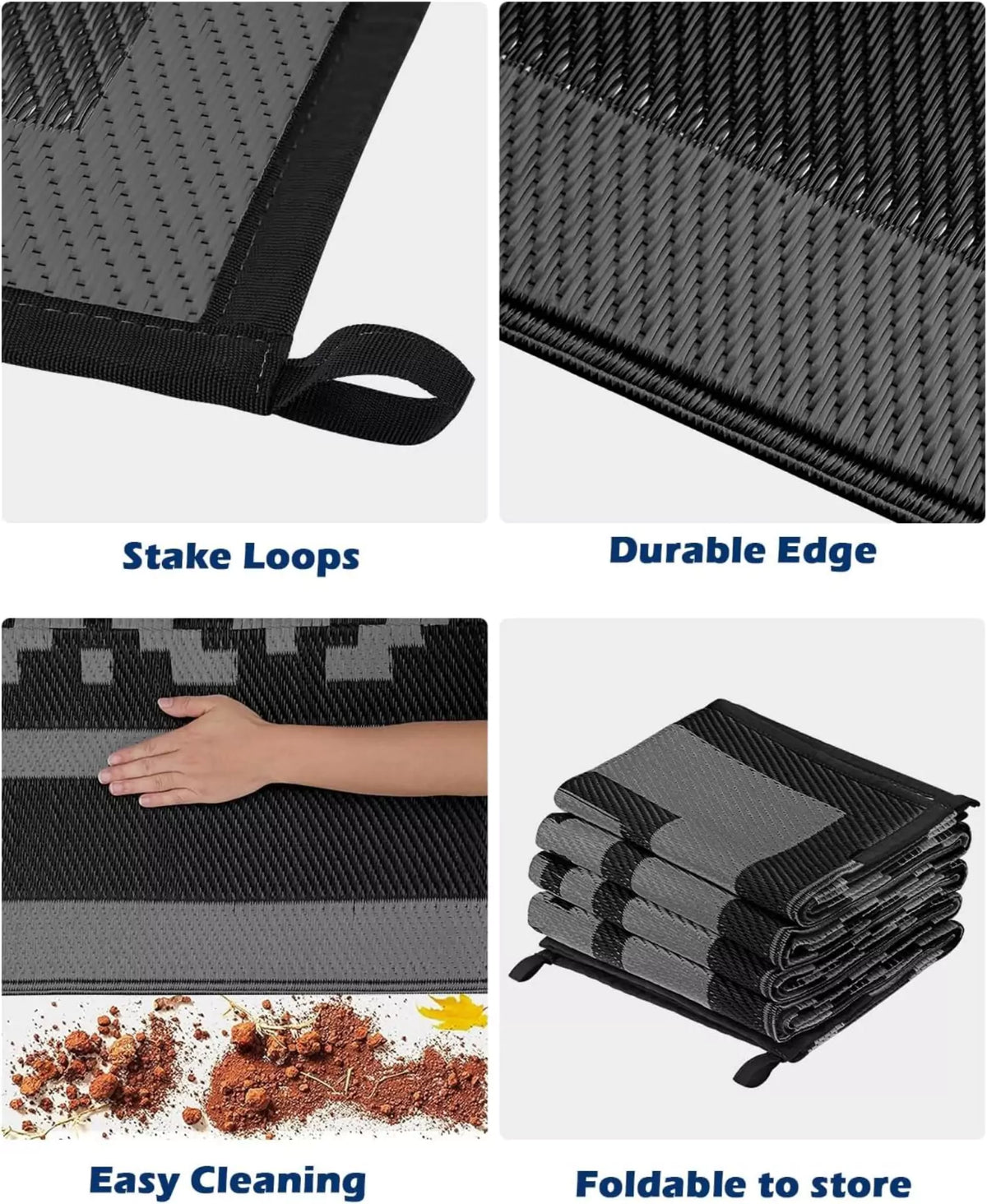 Gray black diamond outdoor rugs 9 x 12 ft