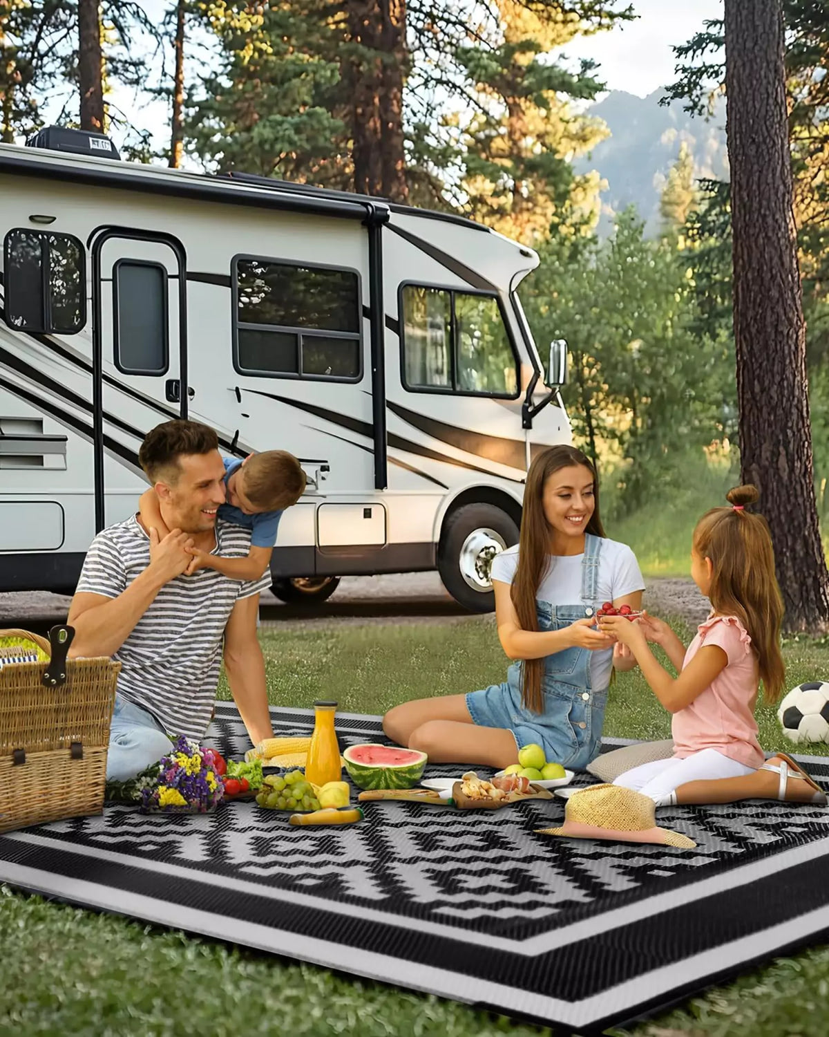 Gray black diamond outdoor patio rugs