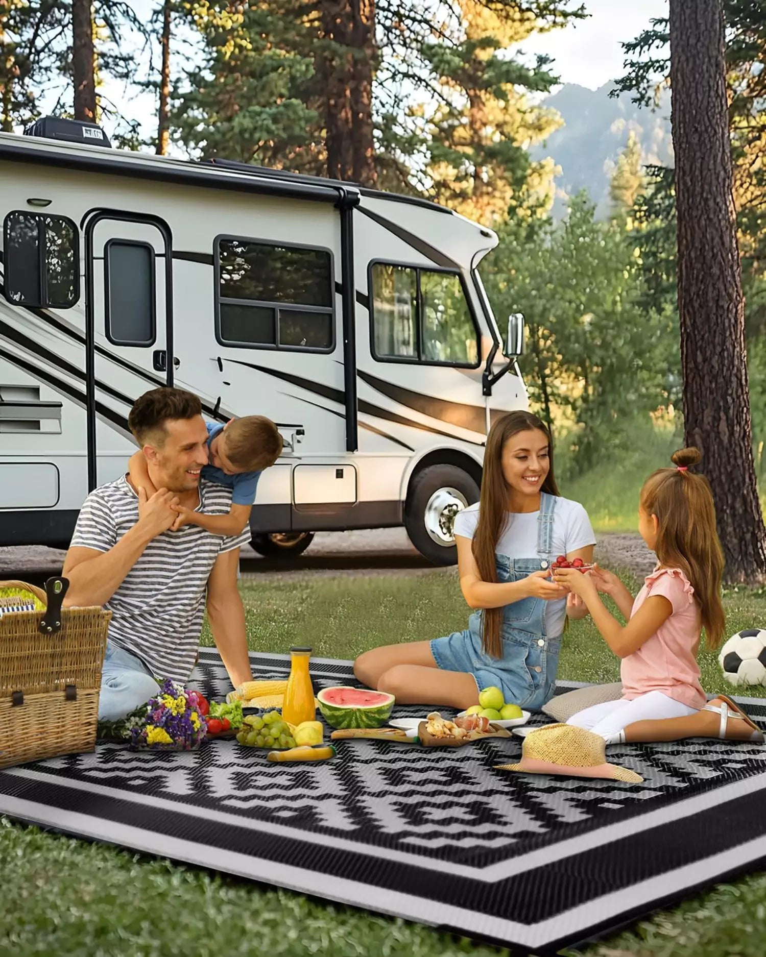 Gray black diamond outdoor patio rugs